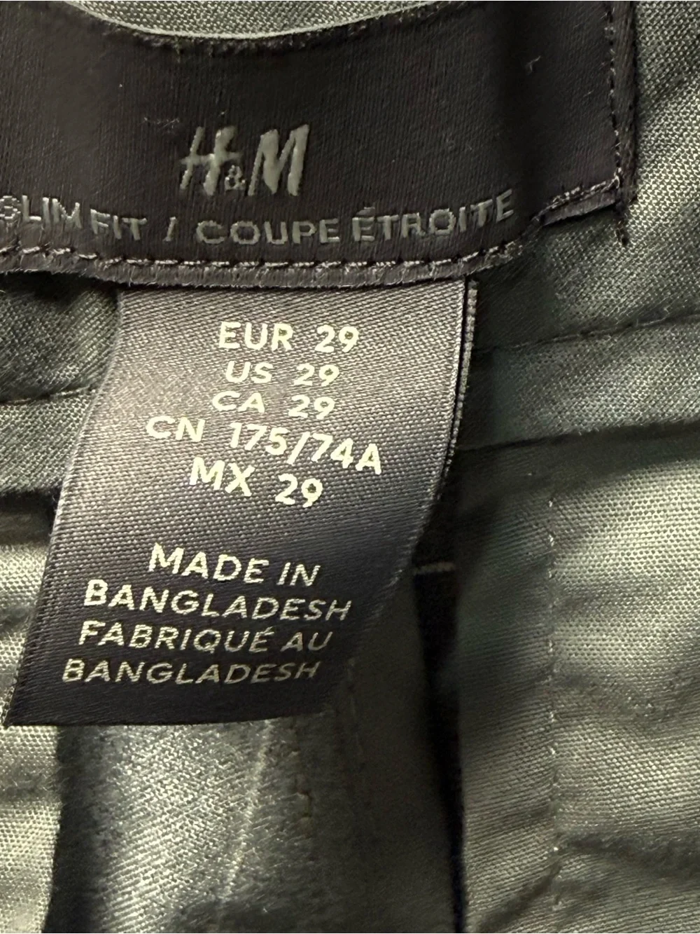 H&M Men's Gray Windowpane Dress Pants Slim Fit Size 29